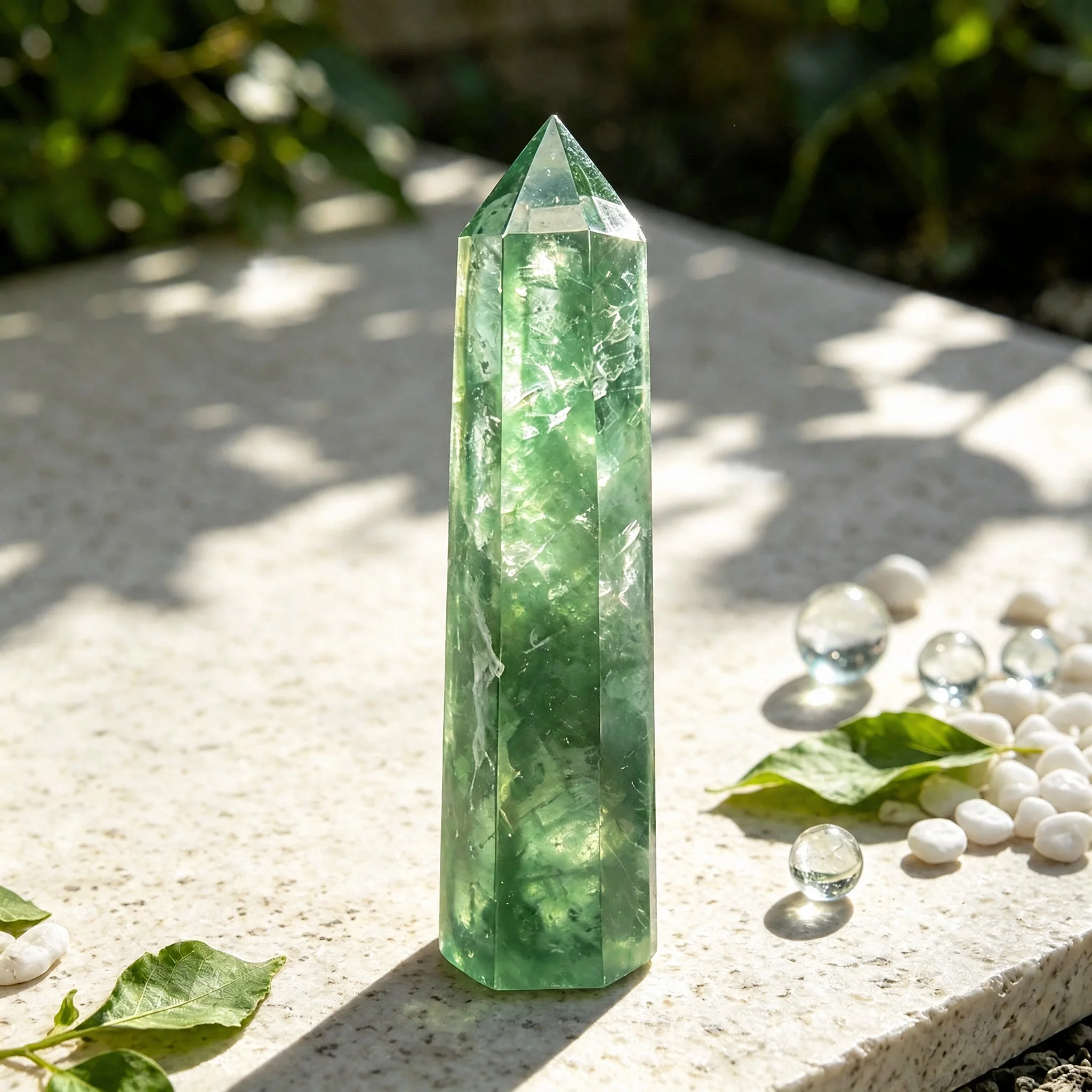 8cm Natural Green Fluorite Crystal Tower, Polished Green Fluorite Point Wand, Energy Healing Meditation Crystal, Spiritual Room Altar Decor, Ideal Crystal Gift for Crystal Lovers