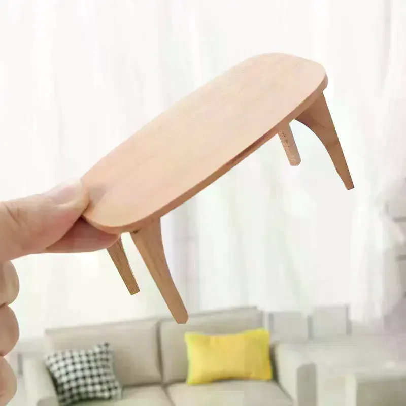 لطيف دمية المنمنمات الكرز الخشب طاولة القهوة مكتب نموذج أثاث صغير الحلي الاطفال التظاهر اللعب لعبة DIY بها بنفسك ملحق الهدايا