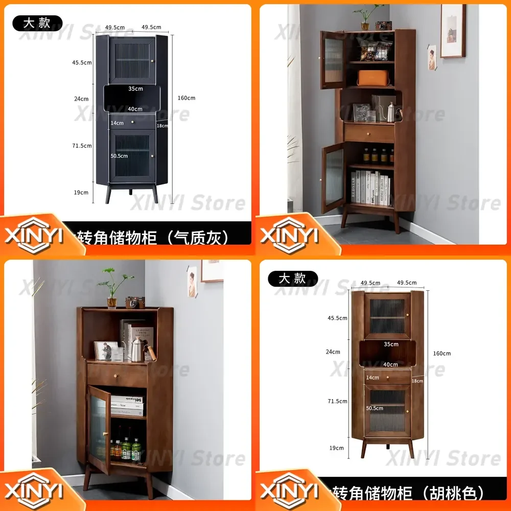 for Xihao Corner Cabinet for Solid Wood Triangle Cabinet for Living Room for Dining Room for Restaurant for Wine Storage for