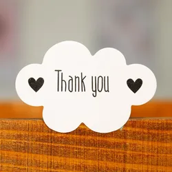 120pcs 4.6x3cm Kawaii Thank you Adhesive Seal Sticker White Cloud Shape Paper Sticker For Gift Candy Box Scrapbook Label Sticker