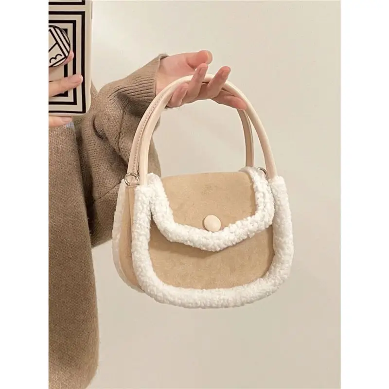 

JIAERDI милая милая плюшевая сумка женская цвета хаки вставная квадратная сумка на плечо женская корейская 2325 новая осенне-зимняя повседневная сумка через плечо