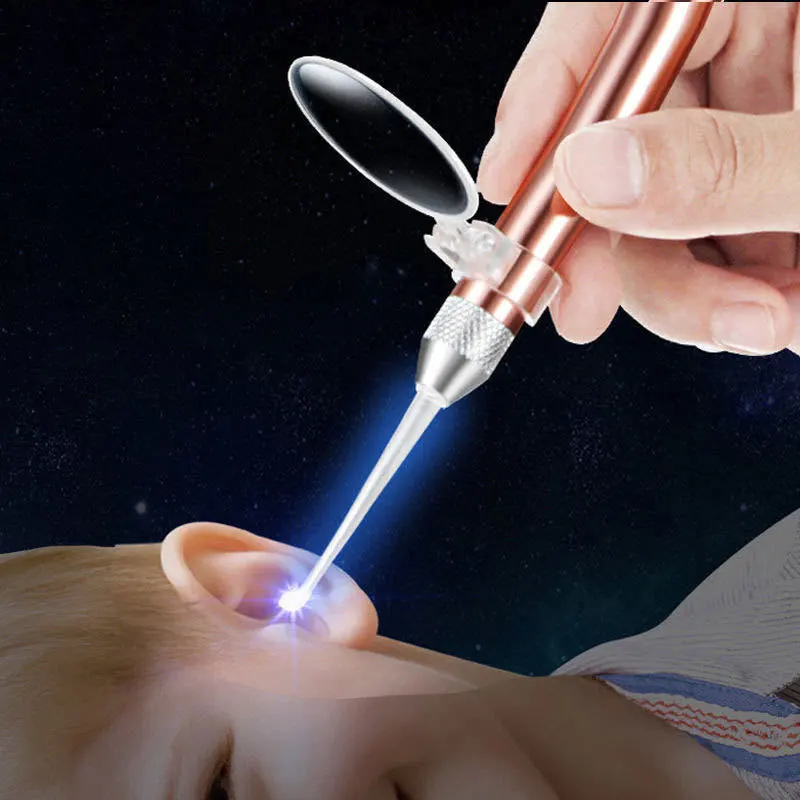 Ear Cleaning Light Ear Cleaner Spoon Earpick Ear Wax Removal Tool Baby Ears Cleaning Tool with Magnifier Two Spoons Gift