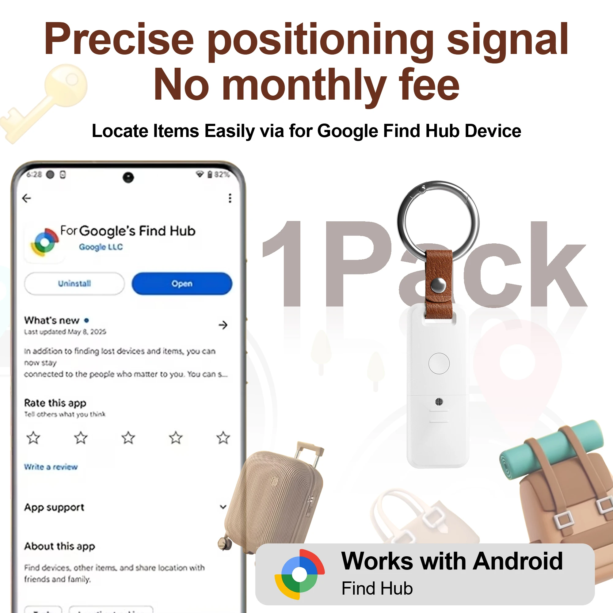 

Подходит для умного трекера Google для Android, точного позиционирующего устройства-локатора, совместимого с приложением Google Find Hub Device.