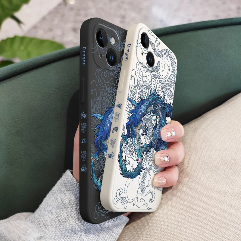 Blue Dragon Phone Case For iPhone 17 17 Air 16 16e 15 14 13 12 11 Plus Pro Max Mini Silicone Cover