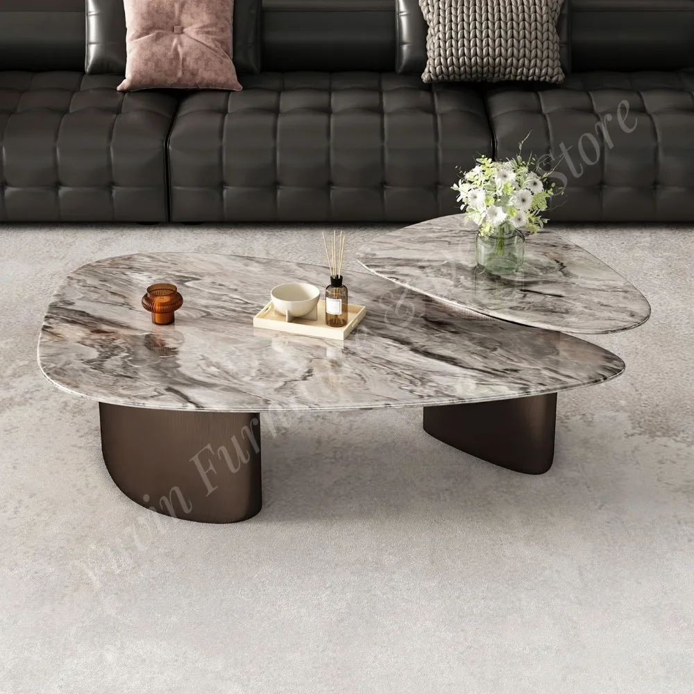 Modern Simple Light Italian Luxury Decorative Living Room Apartment Hotel Special Stainless Steel Sintered Stone Coffee Table