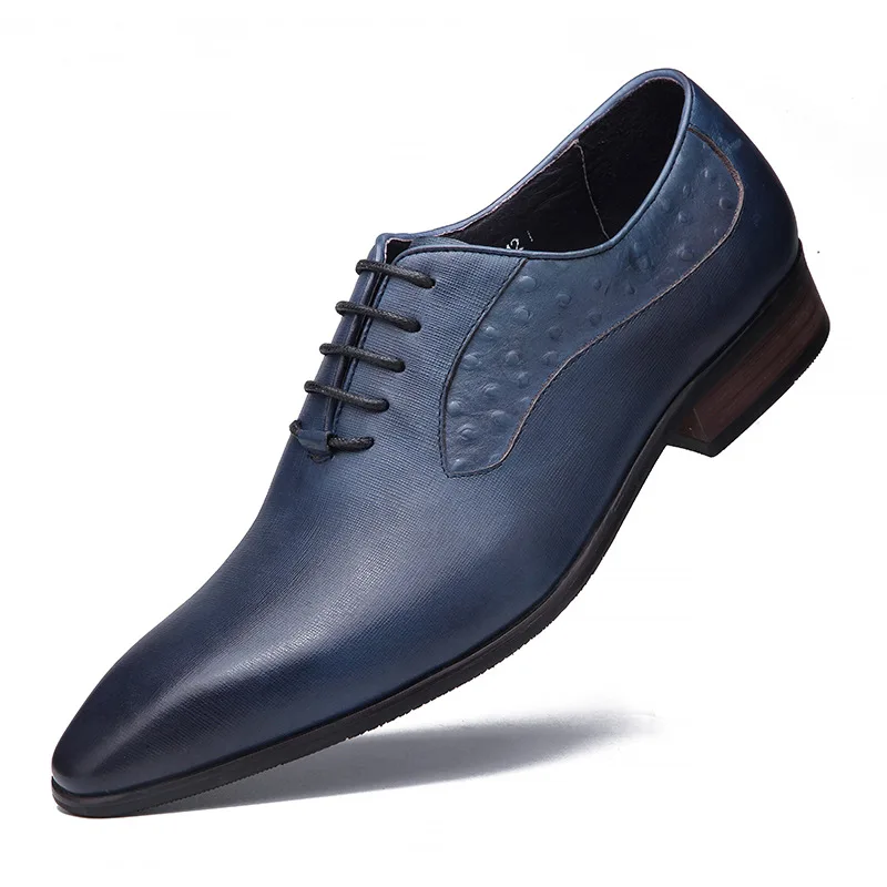 Sapatos masculinos de couro genuíno, sapatos Oxford masculino britânico, casual, de negócios, moda formal, vestido de festa, sapatos de casamento