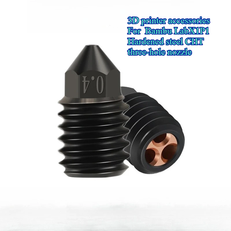 

3D printer parts for Bambu LabX1P1 hardened steel CHT nozzle three-hole high-flow wear-resistant nozzle