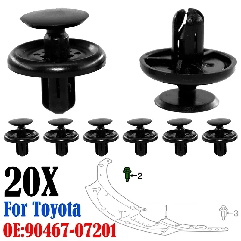 20Pcs Car Panel Rivet Fastener Bumper Mud Flaps Cover Fixed Clips 9046707211 For Toyota Chr Corolla Avensis T25 Camry Lexus RX