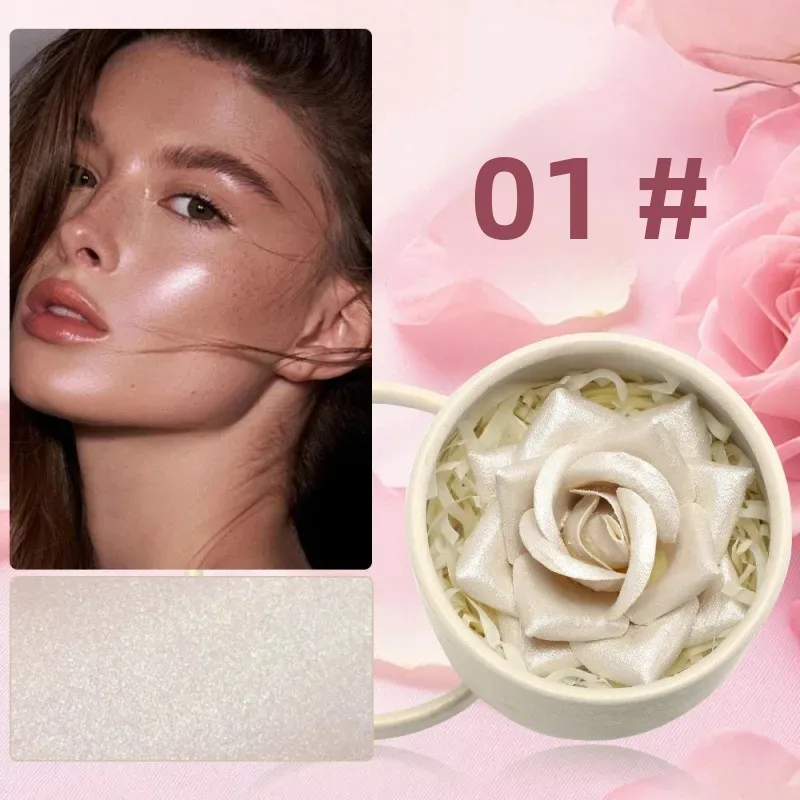 SAM SUGAR 3D Rose Blush Highlighter Natural Glow Petal Shape Easy Blend Nude Cheek Color Portable Face Contour for Women