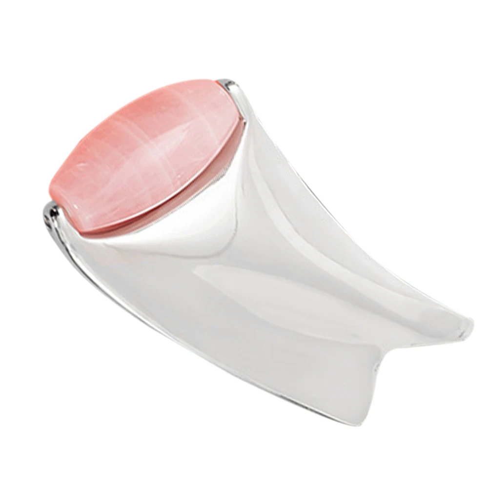 เครื่องมือขูดหน้าแบบกัวซา ทำจากโลหะ ทนทาน ใช้งานง่าย สำหรับการปรับรูปหน้าและนวด ใช้ได้ทั้งที่บ้านและระหว่างเดินทาง พร้อมลูกกลิ้งนวดรอบดวงตา