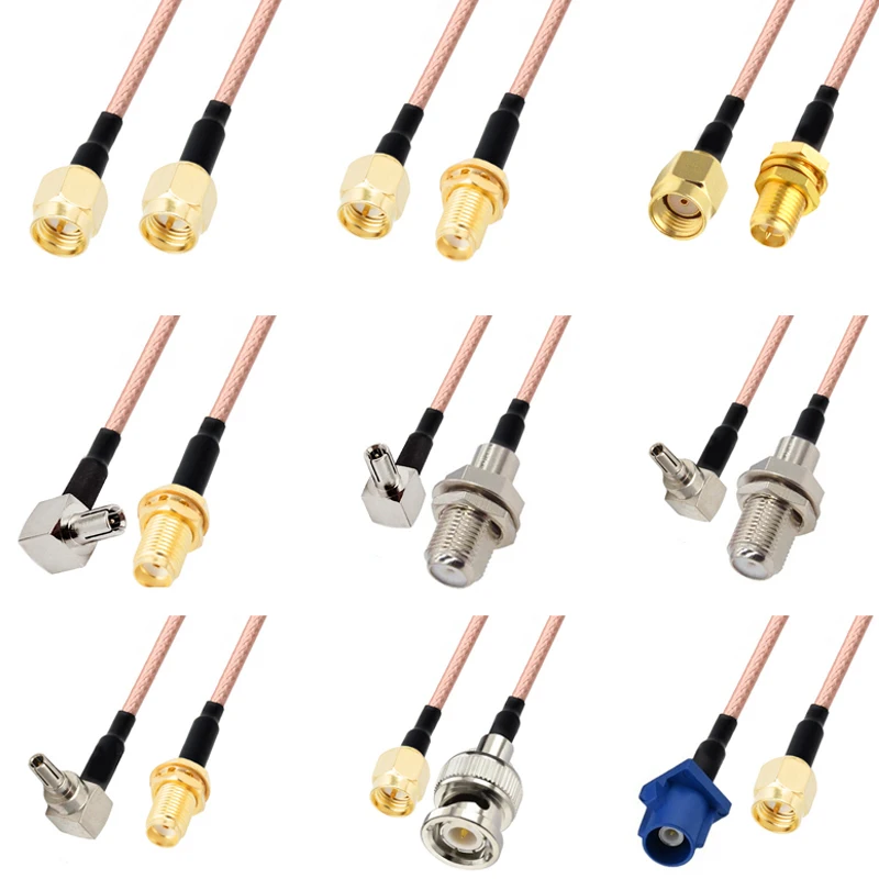 15cm 6" SMA Stecker-Buchse auf FAKRA C TS9 CRC9 BNC Q9 RG316 RF-Koaxialkabel-Konverter-Kabeladapter für Autoradio 4G-Router – Detail 3