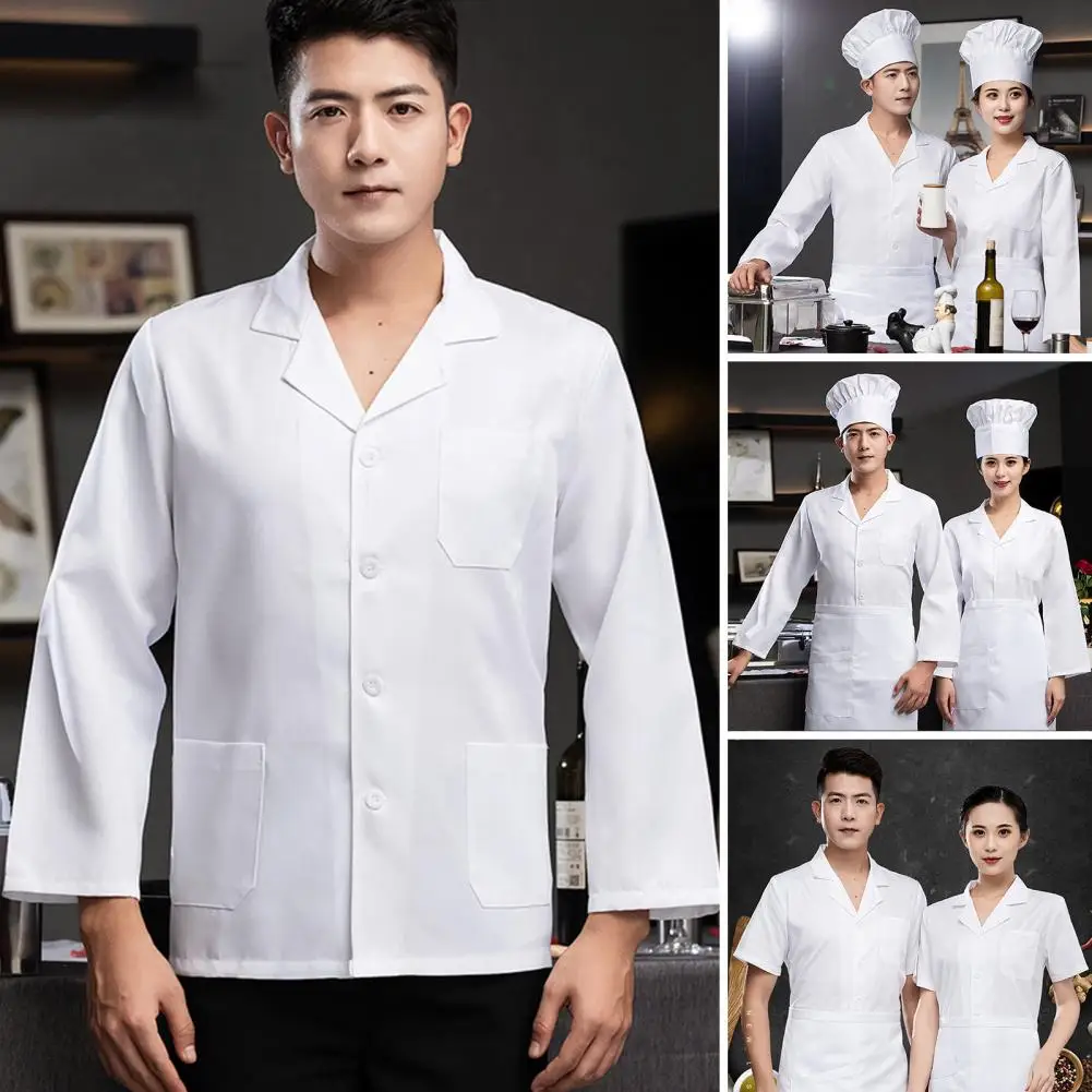 Classic Style Men Women Restaurant Kitchen Canteen Chef Uniform Sleeves Chef Jacket Waiter Works Clothes