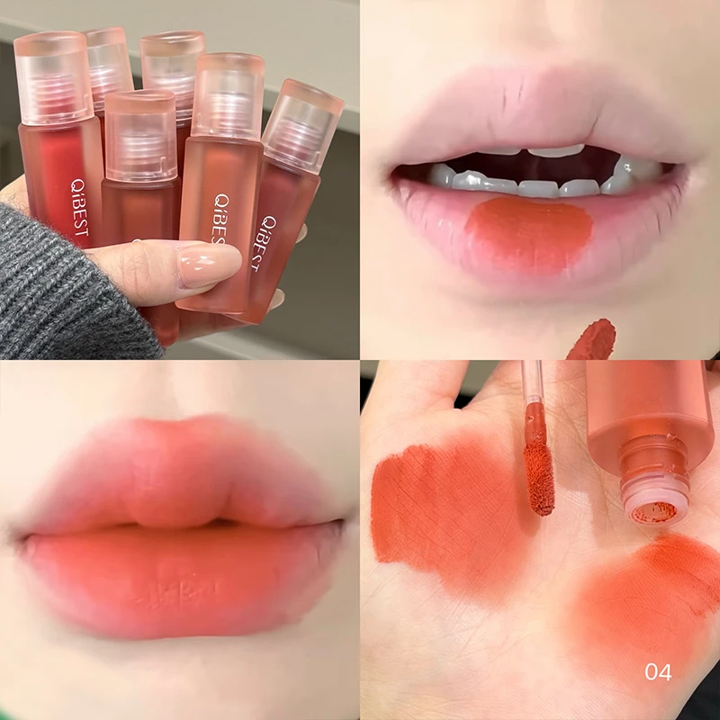 QIBEST 6 Colors Matte Liquid Lipstick Velvet Durable Lip Gloss Sexy Red Lip Stain Makeup Waterproof Lasting Lip Mud Cosmetics