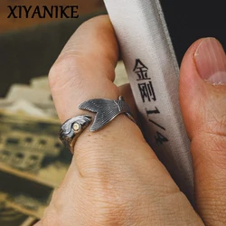 XIYANIKE Unique Cute Animal Fish Adjustable Rings For Men Women Hip Hop Punk Fashion New Year Jewelry Gift Party anillos mujer