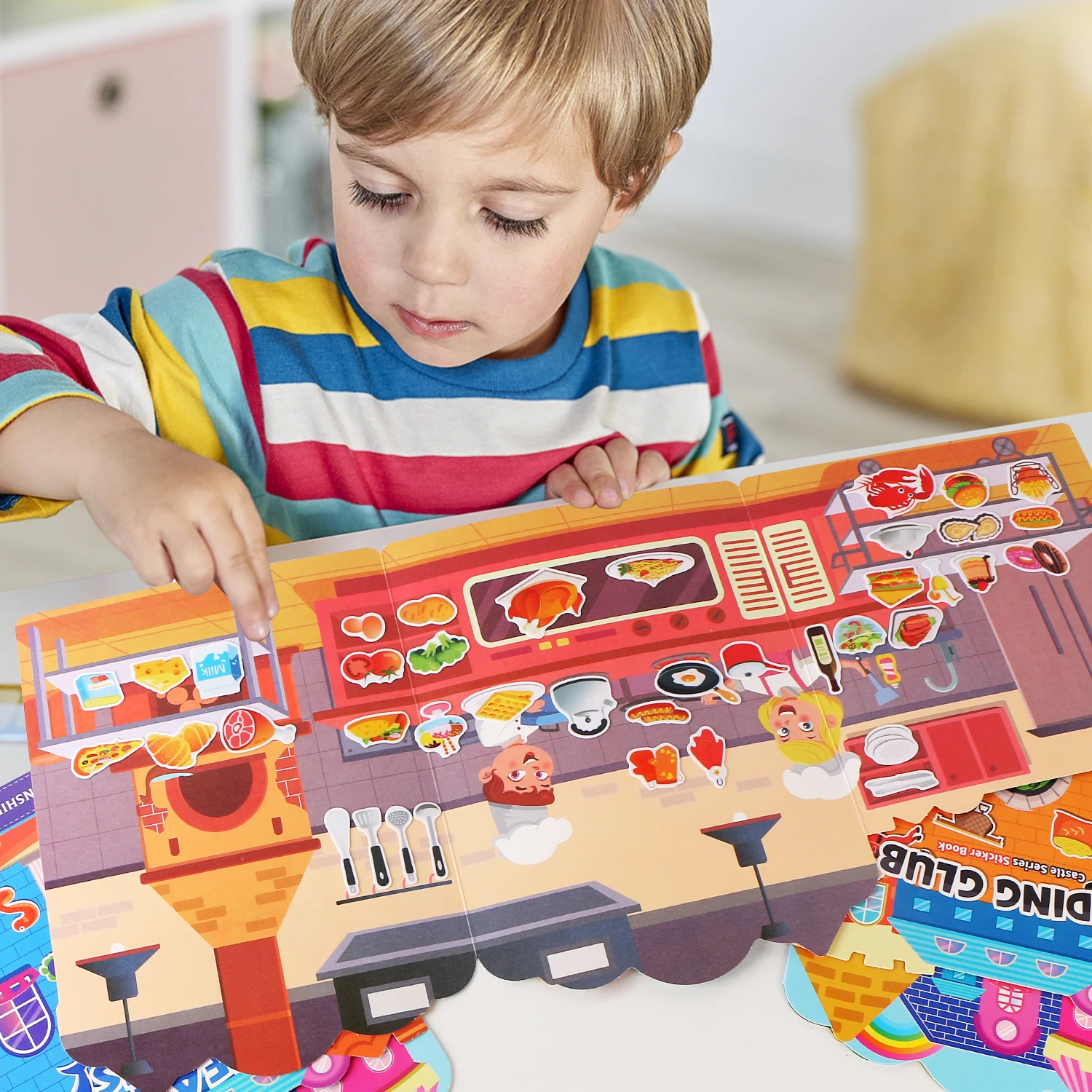 Reusable Cartoon Sticker Book for Kids DIY Puzzle Game Educational Learning Toy Classic Multiple Scenes for Children's Age Gift