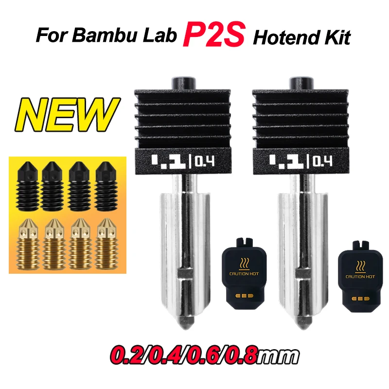 

Upgraded Hotend For Bambu Lab P2S 0.2 0.4 0.6 0.8mm Hardened Steel Nozzle Hotend For Bambu Lab P2S Replacabale Nozzle Assembly