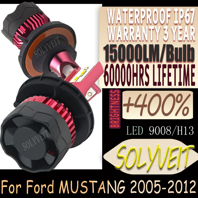 

9008 H13 Dustproof High-Performance Clear Night Vision LED Headlight For Ford MUSTANG 2005 2006 2007 2008 2009 2010 2011 2012