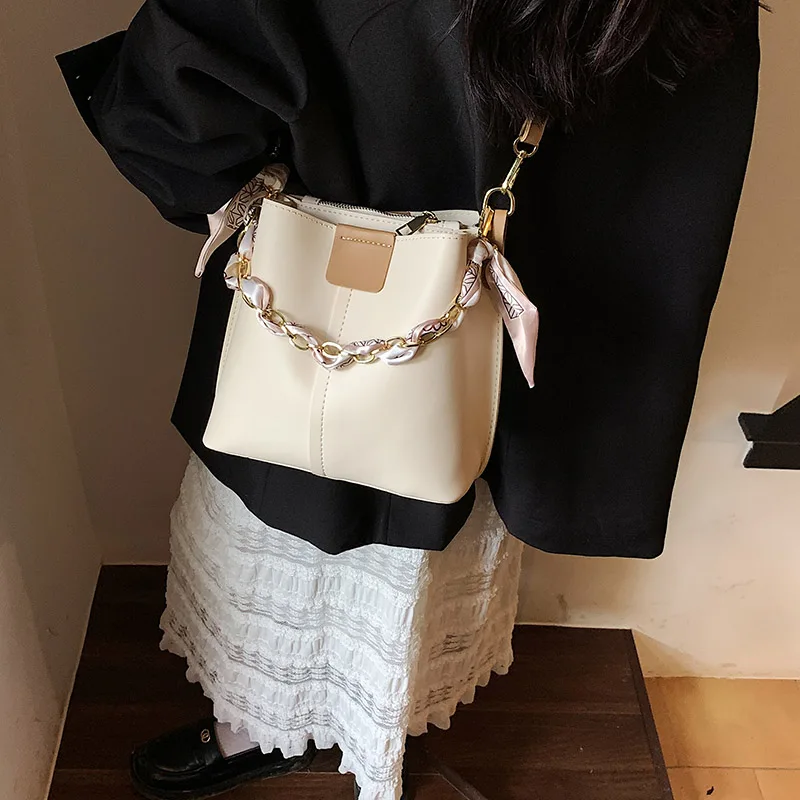 Fashion Women Small Pu Leather Chain Handbags Bucket Bags High Quality Ladies Shoulder Messenger Bags Casual New Crossbody Bag