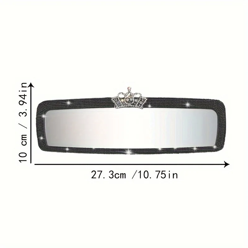 1Set Crystal Encrusted Car Makeup Mirror Ultra Thin Sunshade Design for All Vehicles Durable ABS Plastic Interior Mirror and Baby Rearview Mirror