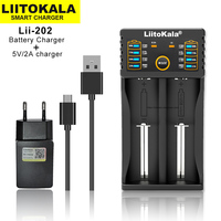 Liitokala Lii-202 18650 1.2V 3.7V 3.2V AA/AAA 26650 10440 16340 21700 20700 14500 18490 NiMH Lithium Battery Smart Charger