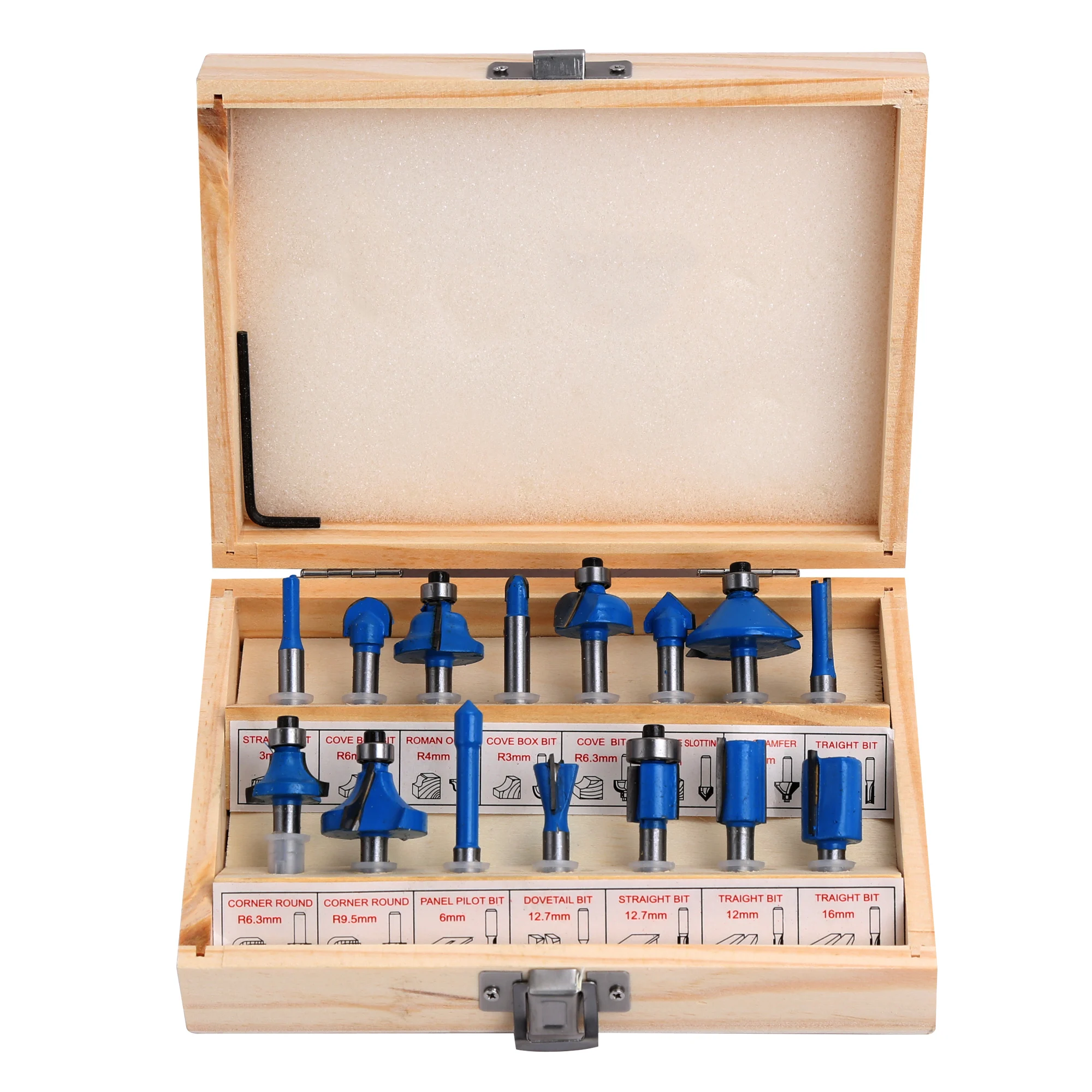 

Winmax 15pcs Shank Woodworking Router Bit Set Tungsten Carbide Straight Milling Cutter with Wooden Box