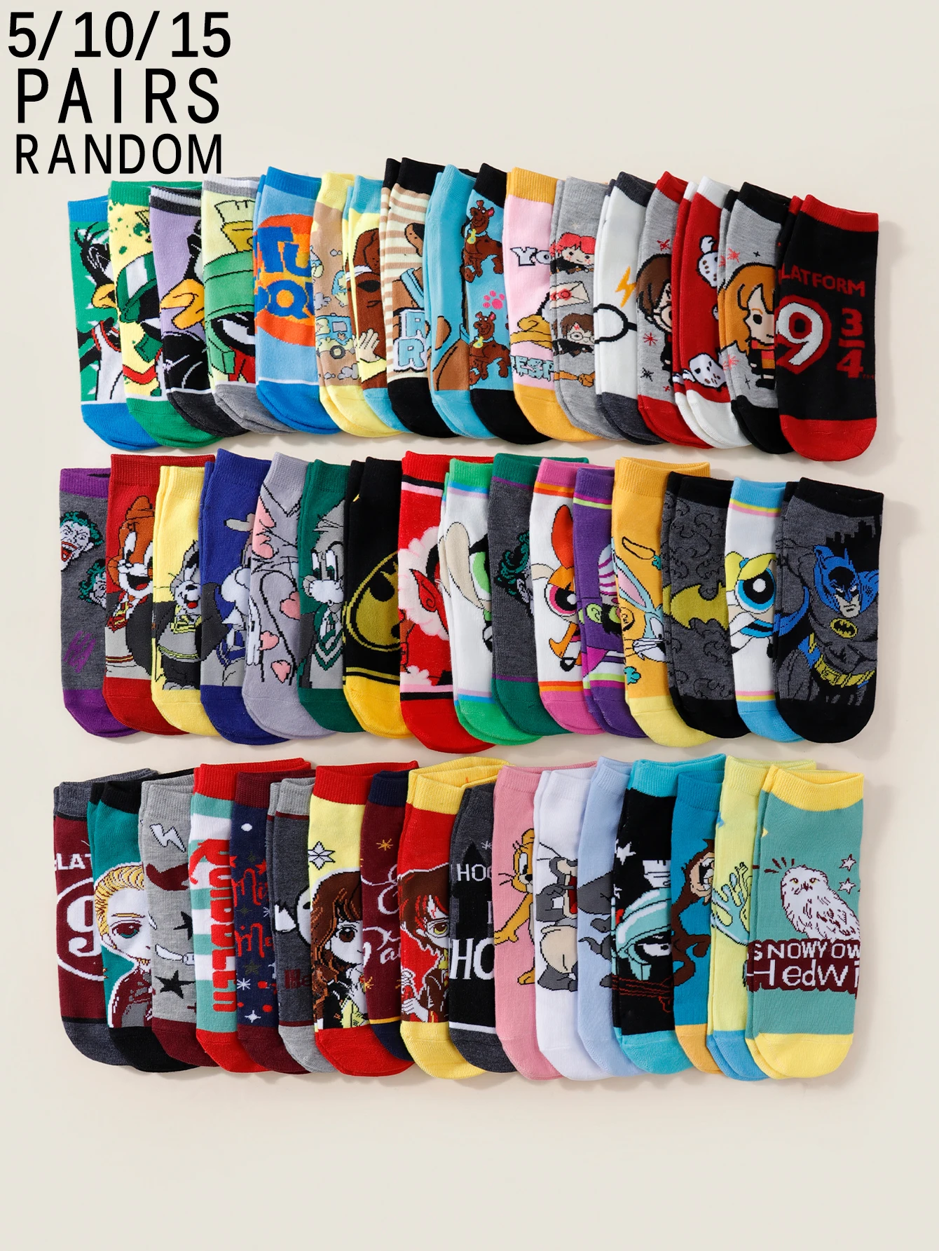 

5/10/15 пар случайных академических стилей с рисунком персонажа из мультфильма, удобные мягкие женские короткие носки