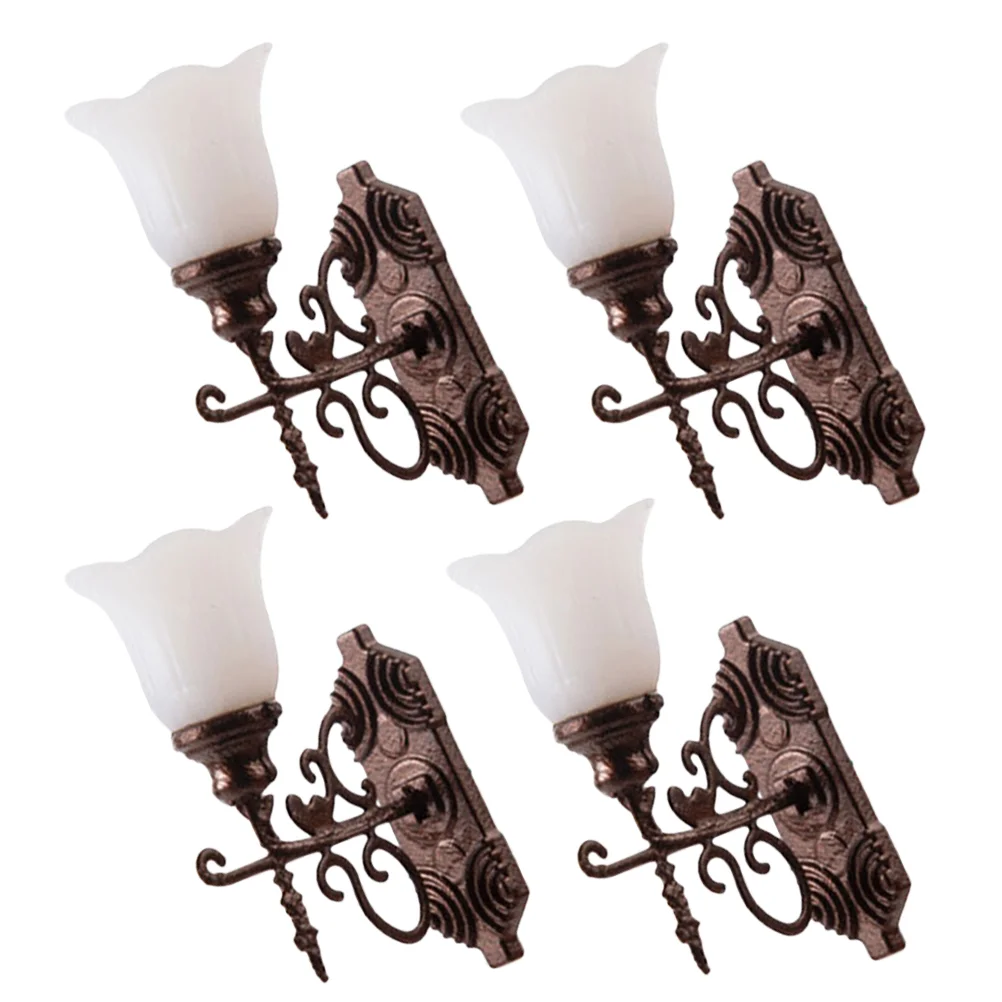 

4 Pcs Micro Landscape Ornament Light Miniature Wall Lights Tiny Lamp Model Decor Yard Abs