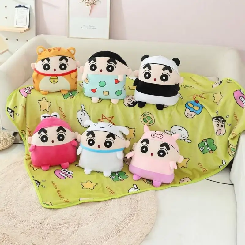 Kawaii Cartoon Anime Crayon Shin-Chan Pillow Blanket Doll Nap Blanket Cute Thickened Blanket Air Conditioning Blanket