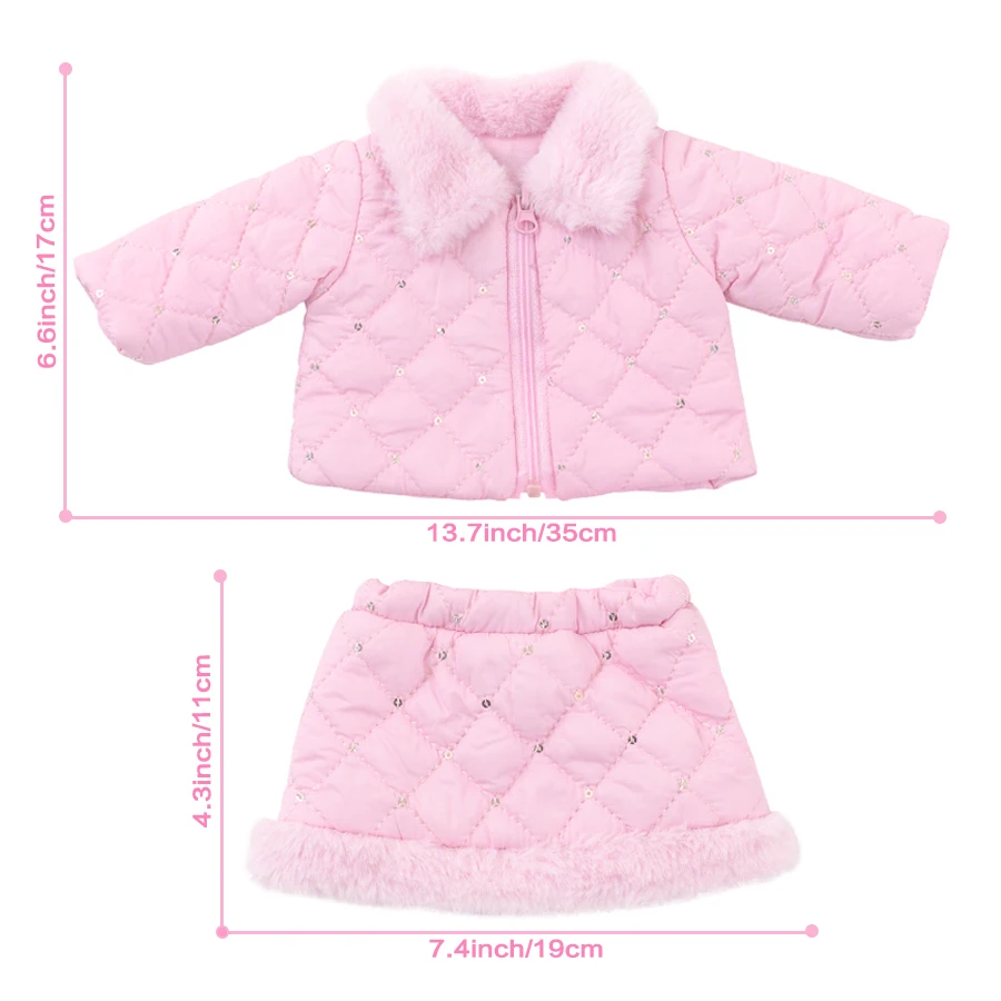 Doll Clothes for 18Inch 45cm Newborn Baby Doll Pink Jacket+Short Skirt Set for Reborn Doll American Doll Casual Wear Girl Gifts