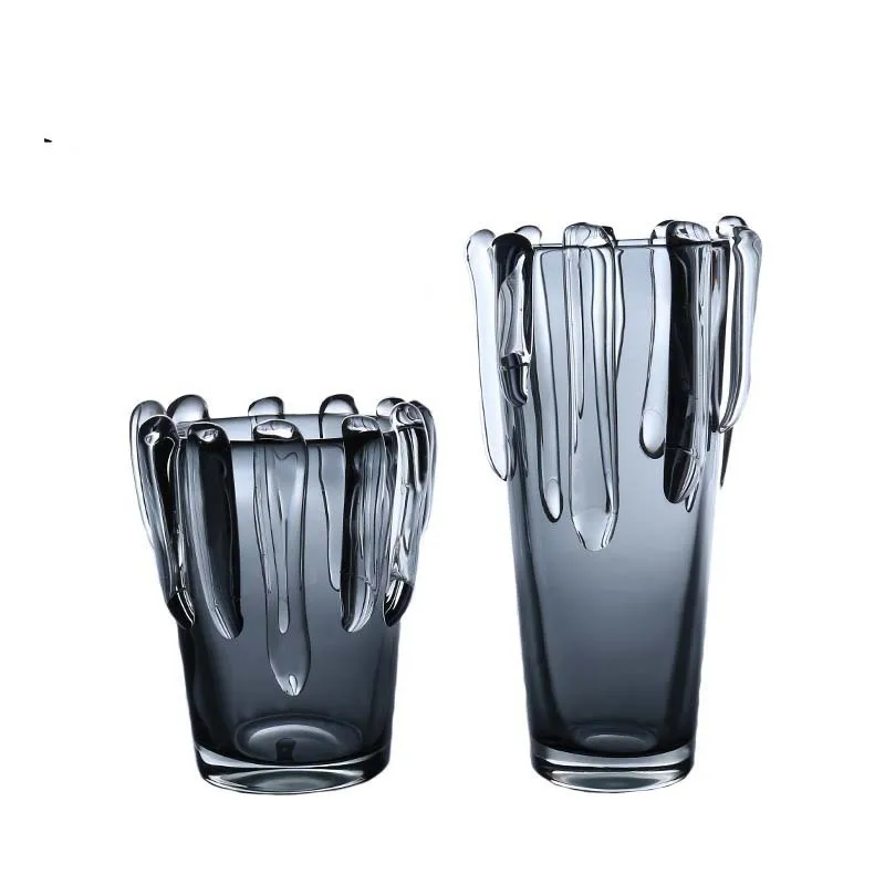DF Art Master Series Desen Glazed Art Vase Ornament Modern Creative Striped Glass Vase Model Ro