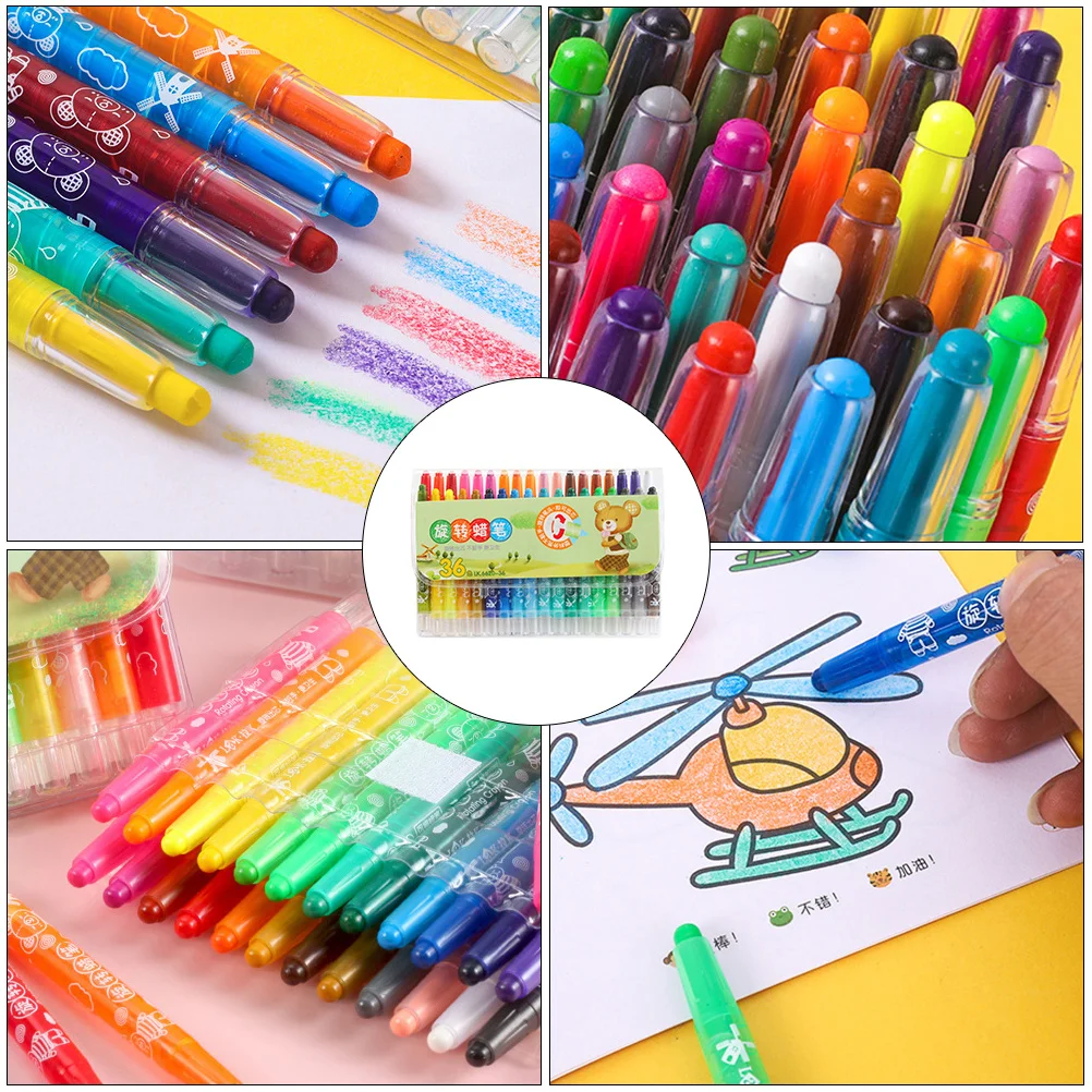 

1 set Oil Painting Pen Set 36 Colors Cartoon Crayons For Kids Drawing Coloring Books Smooth Grip Plastic Sleeve Art Supplies