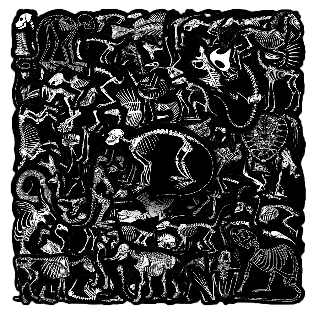 10/30/50pcs Cartoon Animals Skeleton Skull Stickers Cool Gothic Style Graffiti Sticker Helmet Phone Scrapbook Bike Decals Decor