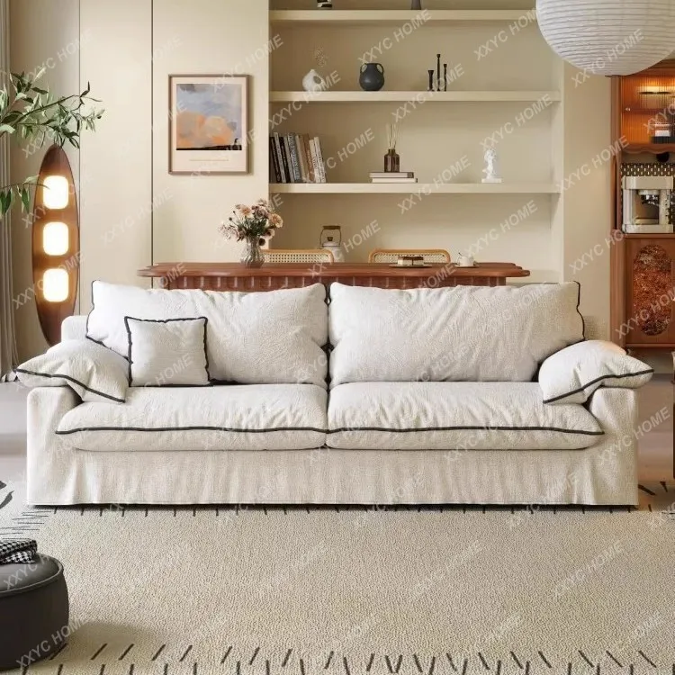 XX LMedieval style linen living room small apartment fabric sofa wabi sandy wind