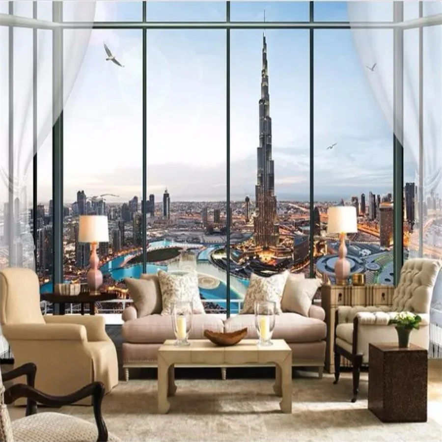 

Обои на заказ, 3D фреска, городская архитектура, оконная стена, Будда, светлый храм, пейзажные обои в стиле Юго-Восточной Азии, домашний деко