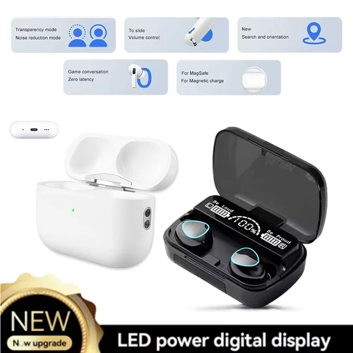 Imagen 2 del producto 2025 Nuevos auriculares inalámbricos Bluetooth Pro 2 Air4 con cable tipo C y auriculares deportivos 5,3 con cancelación activa de ruido HiFl para juegos