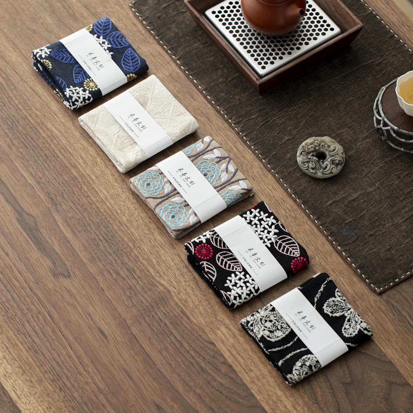 National Trend Cotton and Linen Double-sided Absorbent Tea Towel Chinoiserie Tea Mat Tea Cloth Pot Towel Napkins