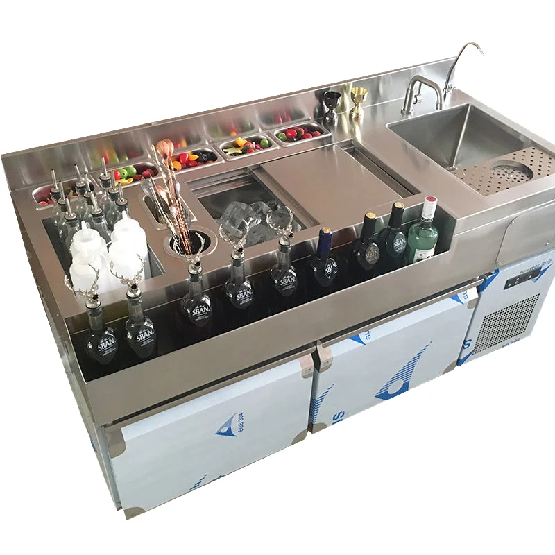 commercial stainless steel bartender   cocktail refrigerated bartender bar console