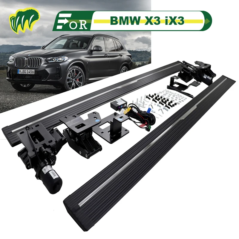 2Pcs For BMW X3 iX3 SUV Truck Electric intelligence Running Boards Bar Pedals Side Step Bars with LED Lights