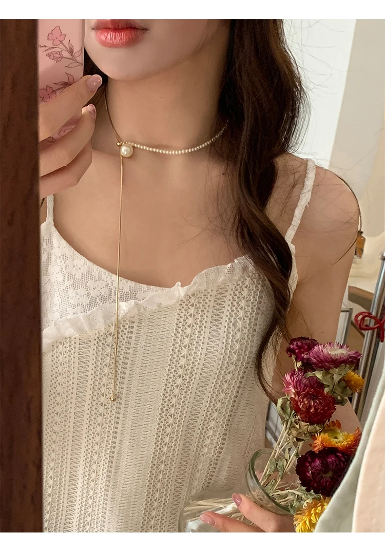 2024 neue Design Perle Ziehen Schlange Knochen Kette Lange Halskette Für Frauen Mädchen Mode Zubehör Pullover Kette Partei Schmuck – Detail 16
