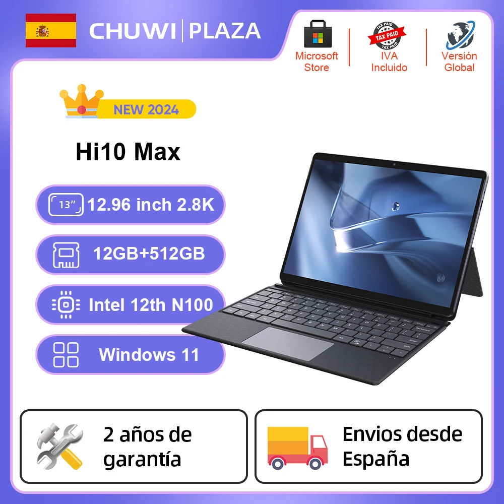 CHUWI Hi10 Max 2-In-1 Windows 11 Tablet 12.96 Inch 2880*1920 Screen Intel N100 12GB DDR5 512GB SSD Tablets WiFi 6 BT5.2 3G/4G