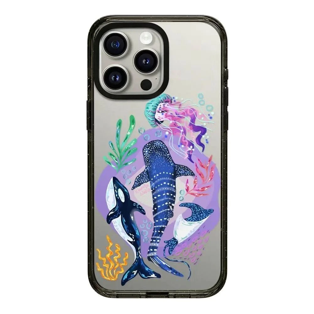 

Seabed Whale 2.0 Acrylic Black Border Phone Cover for IPhone 12 13 14 15 16 17 Pro Max Case for IPhone 17 Air