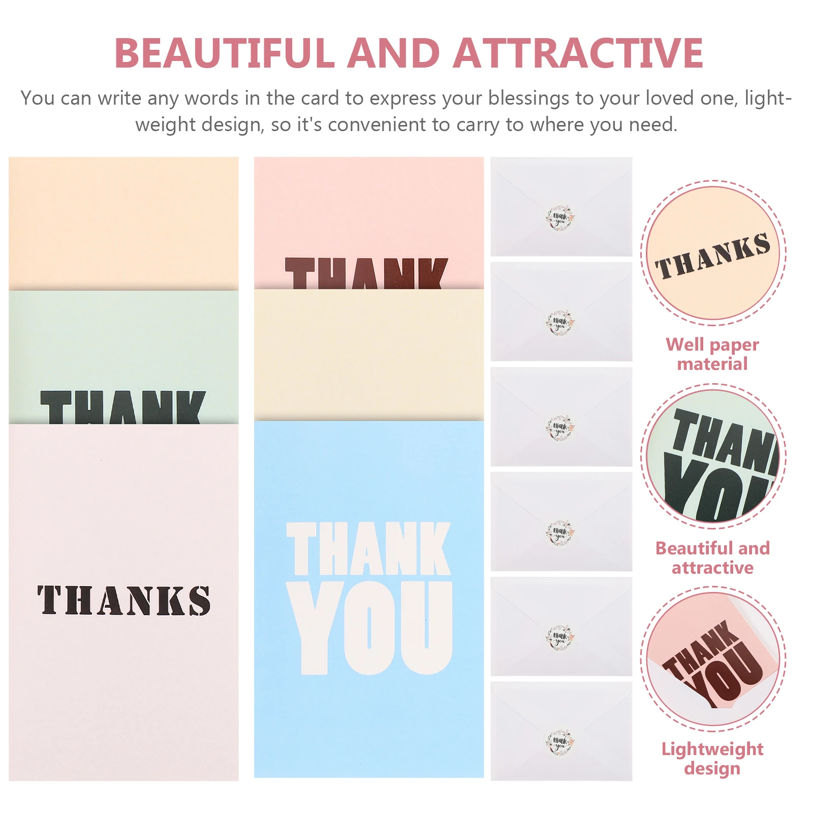 

12 Sets Thank You Cards Simple Christmas Blessing Envelope Included Greeting Cards Family Friends Bulk Lightweight Design