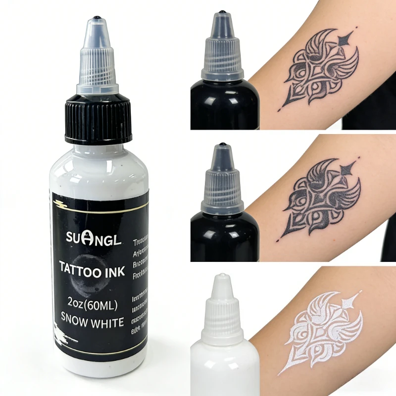 

SUANGL 30/60ml Professional White Tattoo Ink High Saturation Waterproof Permanent Pigment for Tattoo Studio Tattoo Accessories
