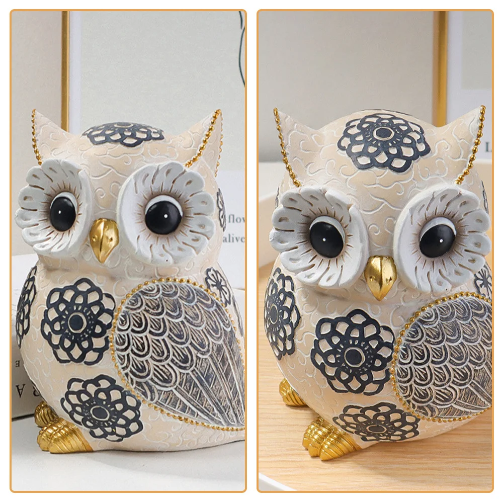 

Cute Owl Shaped Resin Ornament for Desktop Home Office Decor Unique Compact Animal Sculpture Living Room Shelf Decor