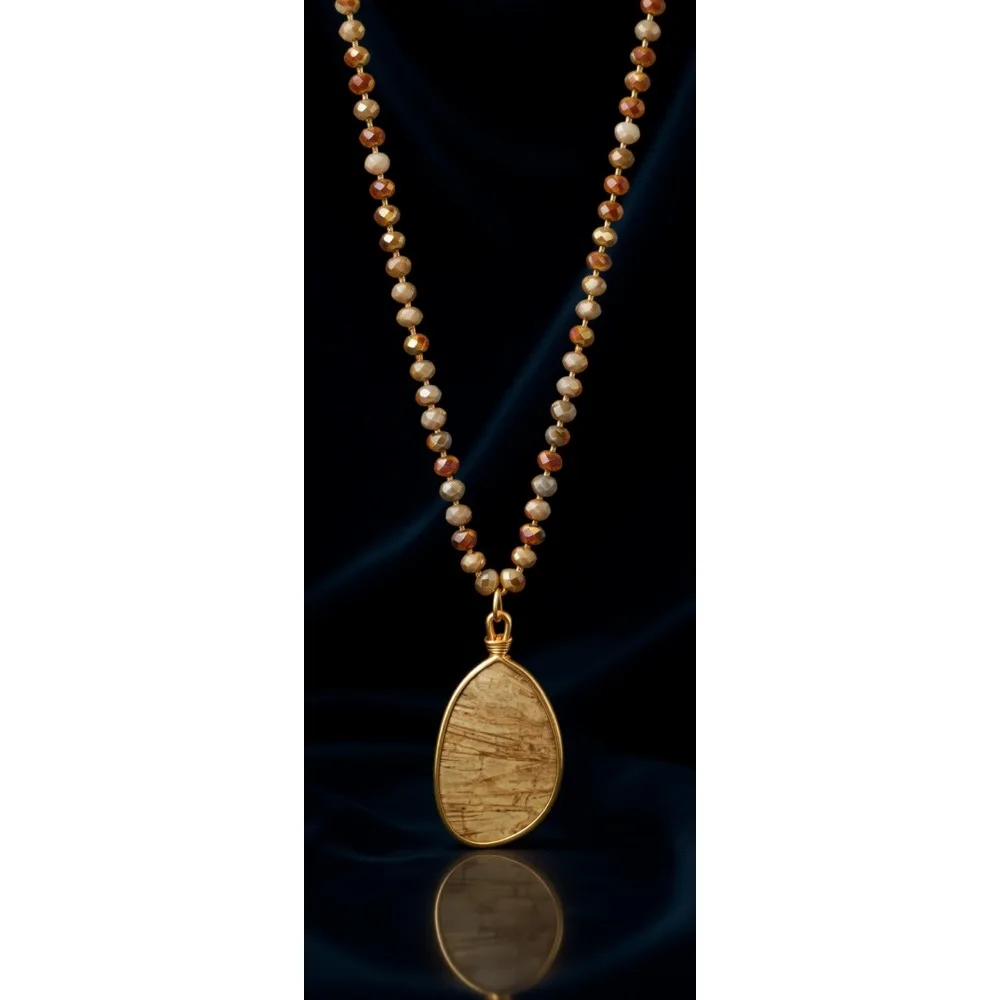 

Подвеска из агата ручной работы с кристаллическими бусинами в винтажном стиле для женщин