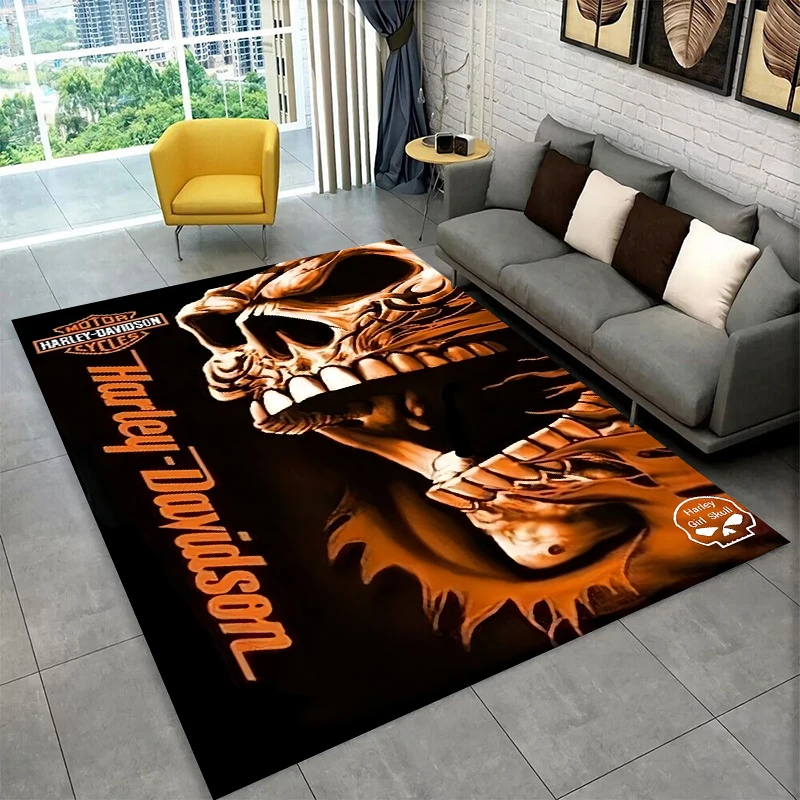 Retro H-Harleys Racing Moto Non-Slip Area Rug for Living Room,Bedroom,Playroom,Soft Carpet Floor Mat Home Decor Rug Kids Room view 6