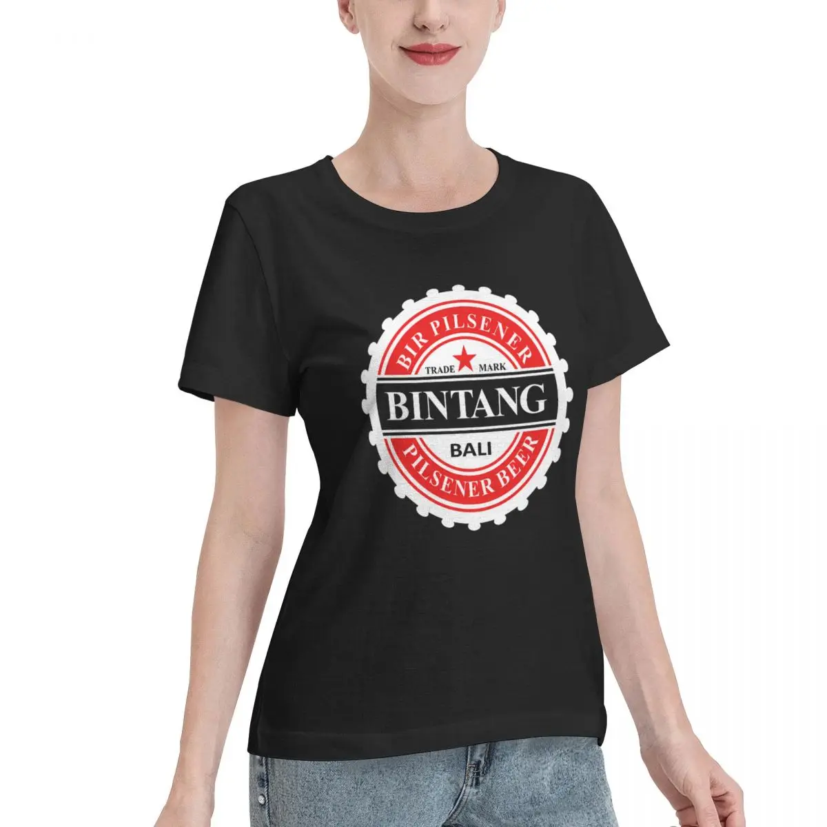 Popular On Social BIR BINTANG BALI BEER Women's T-shirt Preppy 100% Cotton T Shirt