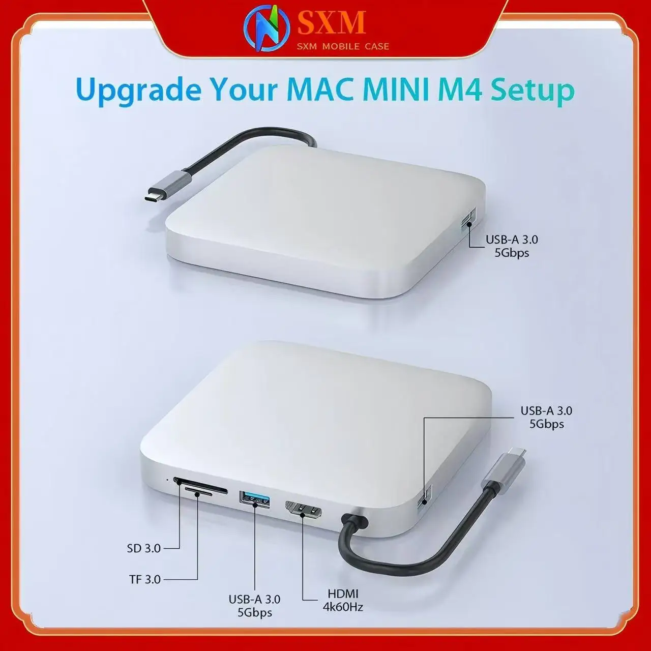 

Подставка для док-станции Mac mini4, ультратонкий высокоскоростной концентратор USB 3.0 типа C M4 Pro