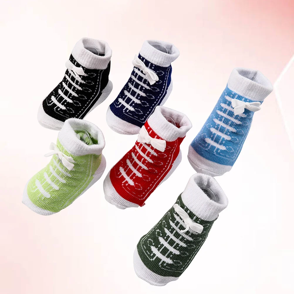 

6Pairs Baby Socks Cotton Comfortable Stretchy Sweat Absorbing for Infants Boys Girls All Season Wear