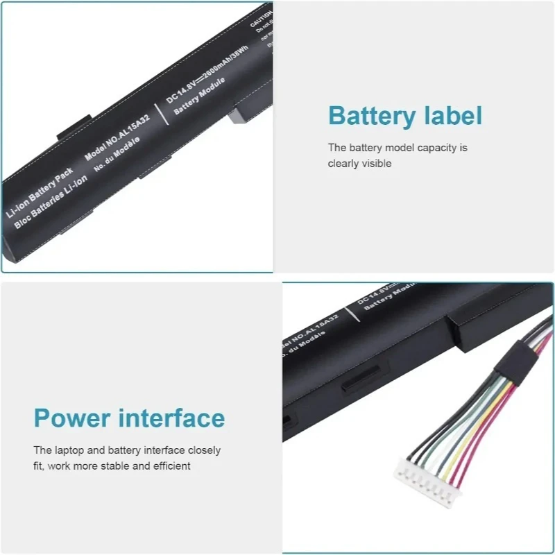 14.8V 2500mAh AL15A32 Laptop Battery for Acer Aspire E5-473G E5-553G E5-422 E5-573 E5-573G E5-573T E5-522 E722 E5-473G-561X